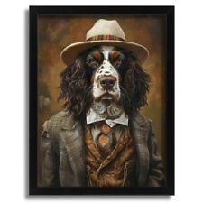 Springer Spaniel Wall Art Retro Dog In A Suit Print Poster Art Funny Dog Gift 