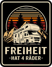 Funny Caravan Signs - Freedom Has 4 Wheels - Birthday Gift Tin Sign