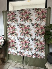 1980s-90s Shabby Chic Floral Cotton Curtain Panels Art Deco Curtains/Fabric