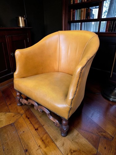 Antique edwardian leather tub - antique,