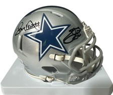 Emmitt Smith & Tony Dorsett Signed Cowboys Speed Mini Helmet (Beckett)