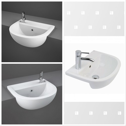 Compact semi recessed basin - semi-recessed,