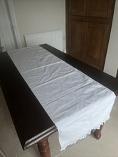 A Vintage White Bolster Pillowcases With Handmade Lace Edging & White Embroidery