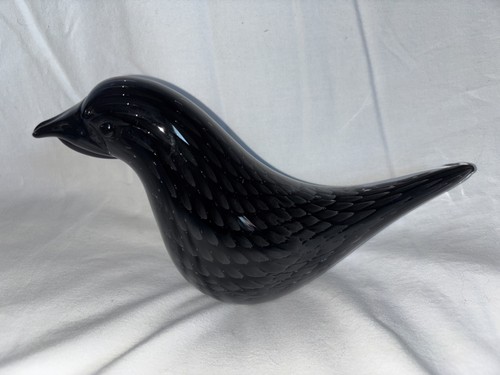 Vintage art glass black bird - vintage,