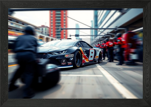 Nascar stock car pit - pit, framed