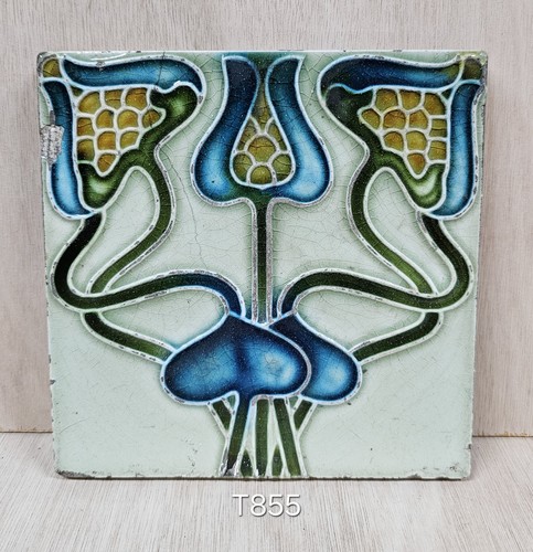Antique fireplace tile art - -,