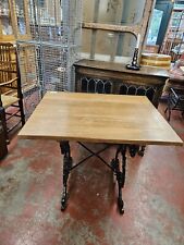 Vintage Oak Top Cast Iron Base Restaurant Pub Dining Garden Table