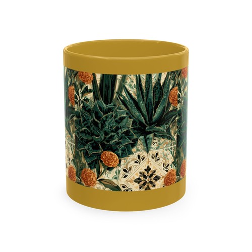 Tropical botanical pattern mug - botanical,