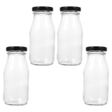  4 Pcs Glass Storage Bottles Milk Container Gallon Jugs with Lids