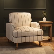 Cream Chenille Grey Striped