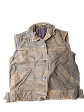 Vintage Laflorens Italian Leather Gilet Vest Distressed Biker Moto Mens XS Women