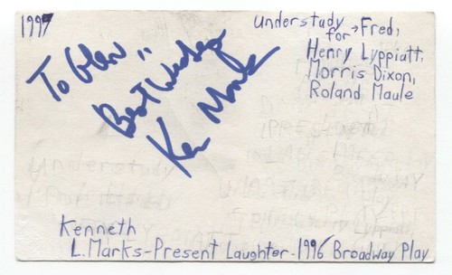 Ken marks signed - 3x5, index