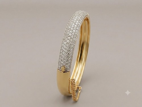 Gold plated hinged - gold, bangle