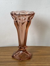 Vintage 1930’s Art Deco Pink Glass  Trumpet Vase ( Forstoria Virginia) VGC