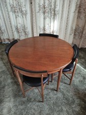 Vintage Retro G Plan style round extending table chairs Teak Danish
