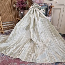 Designer Sanderson Pure Silk Fabric Remnant Stripe Soft Grey -  L175cm x W192cm