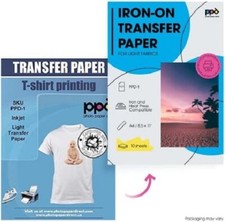 Ppd Inkjet Premium T Shirt Transfer Paper A4 For Light And White Fabric X 10