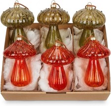 Set of 6 Large Glass Mushroom