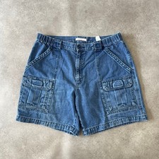 Savane Cargo Shorts Mens 34" Vintage Loose Fit Denim Jean Jorts, Washed Blue