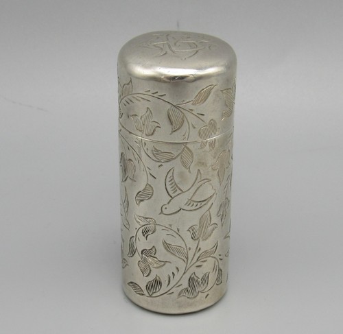 Antique silver scent bottle - scent,