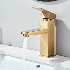 BRASS Bathroom Basin Taps Gold Sink Mixer Tap Luxury Brushed Gold Faucet Modern