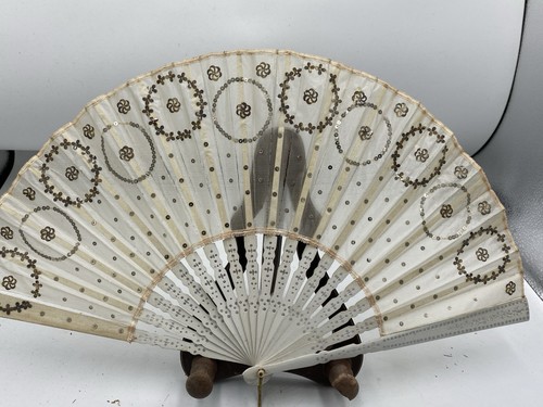 Antique silk leaf folding hand - silk,