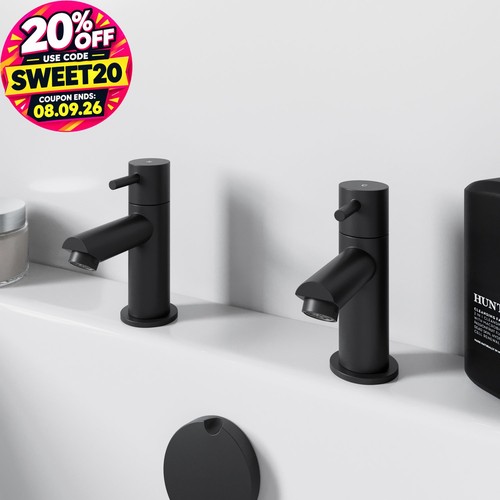 Matt black bath - pillar, taps