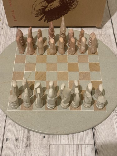 Carved soapstone chess - carved,
