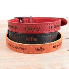Personalised Custom Leather Dog Puppy Collar | Design Your Unique Pet Id Tag