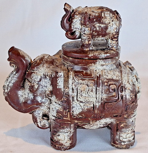 Hand carved jade elephant - jade,