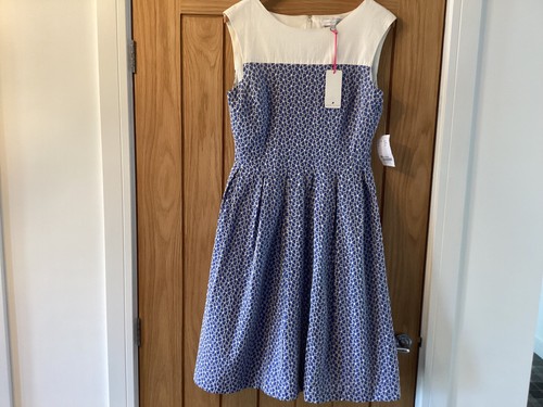 Ladies blue white kew dress - blue/white,