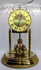 Vintage Quartz Dome Clock Rotating Pendulum Made In Germany Tested Fully Working