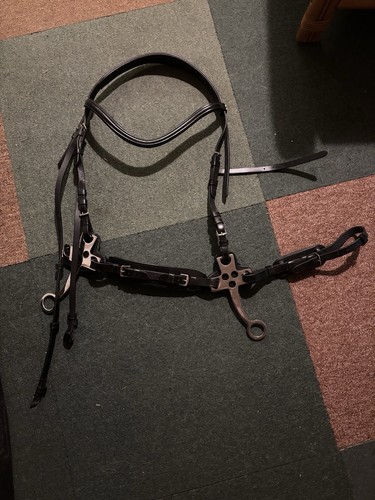 Hackamore black leather bridle - black,