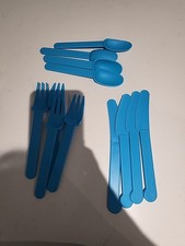 Blue Plastic Cutlery Set Picnic Bbq Camping