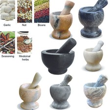 Pestle and Mortar Crusher Grinder Stone Set Natural Home Granite Spice Herb