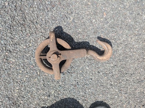 Vintage metal pulley with - vintage,