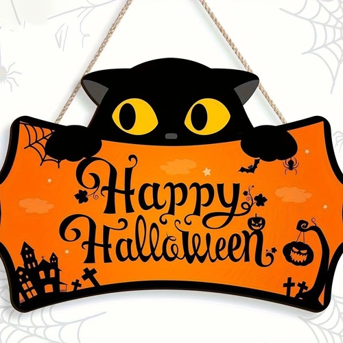 Halloween wooden door sign - wooden,