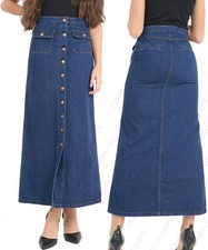 Womens Long Denim Skirt Ladies