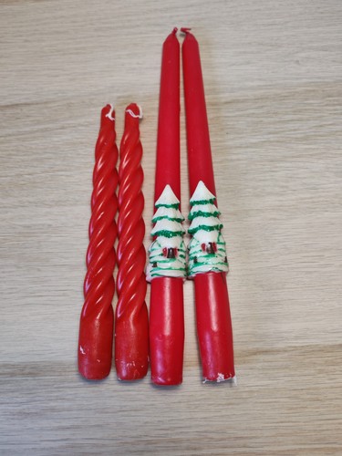 Christmas taper candles red - christmas,
