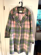 BODEN Relaxed Fit Wool Pink & Green Checked Coat BNWOT UK 18