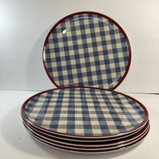 Set of 6 Blue Checkered Plates