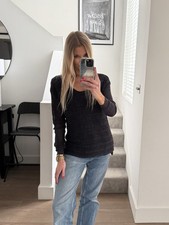 The Kooples Navy Cotton Open-Knit Jumper Scoop Neck Long Sleeve Size Medium