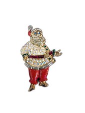 Kora Father Christmas Vintage Crystal Brooch Pin