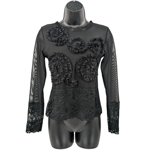 Black lace floral - floral, ruffle
