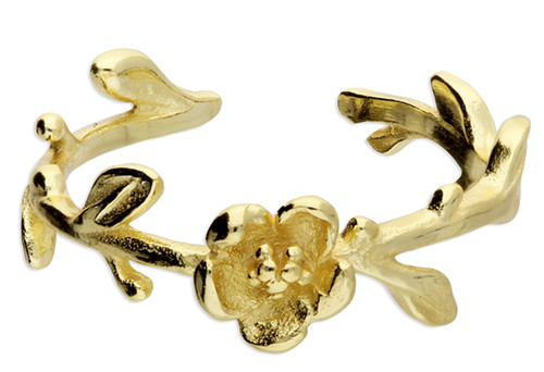 Gold toe ring flower - leaf, 14ct
