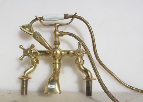 Antique brass bath - antique, taps