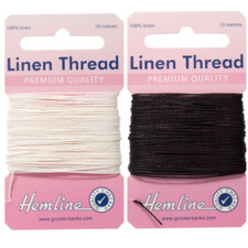 Hemline Linen Thread: 10m White or Black, Upholstery, Canvas, Saddlery Yarn