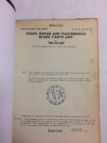 1944 radio frequency - ts-70/ap,