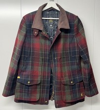 Joules Navy Burgundy Green Field Padded Tweed Jacket Coat Size UK 16