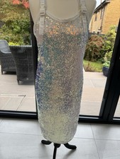 Amazing White/ Silver Marccain Sequin Dress Size N4 (14)